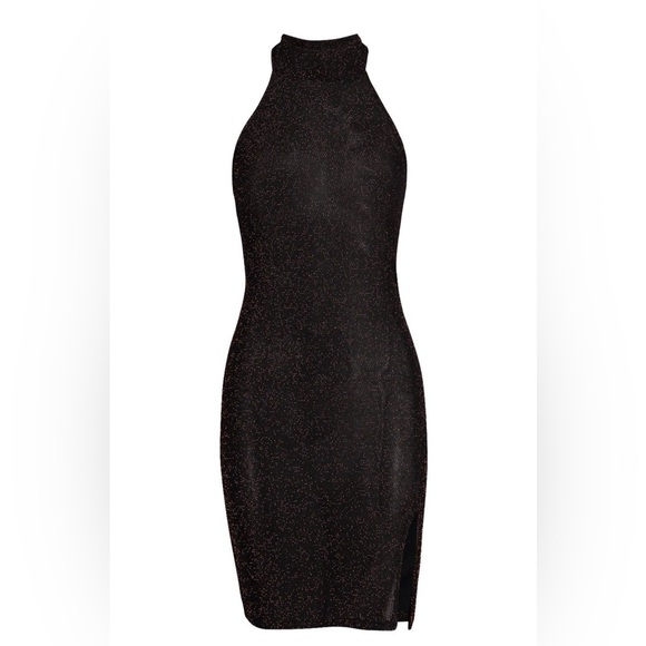 NWT Boohoo Metallic Halter Bodycon Mini Dress - Picture 3 of 11